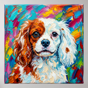 Cavalier King Charles Spaniel Impasto Portret Posi Poster