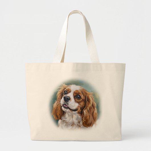 Cavalier King Charles Spaniel Impressionist Grote Tote Bag (Voorkant)