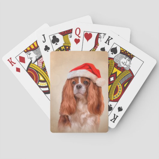 Cavalier King Charles Spaniel in het rode pet van  Pokerkaarten (Achterkant)