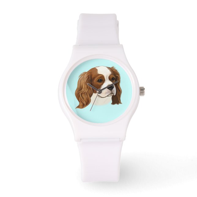Cavalier King Charles Spaniel in Portret Horloge (Voorkant)