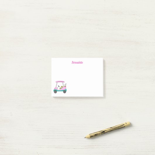 Cavalier King Charles Spaniel in roze golfkar Post-it® Notes (Op bureau)