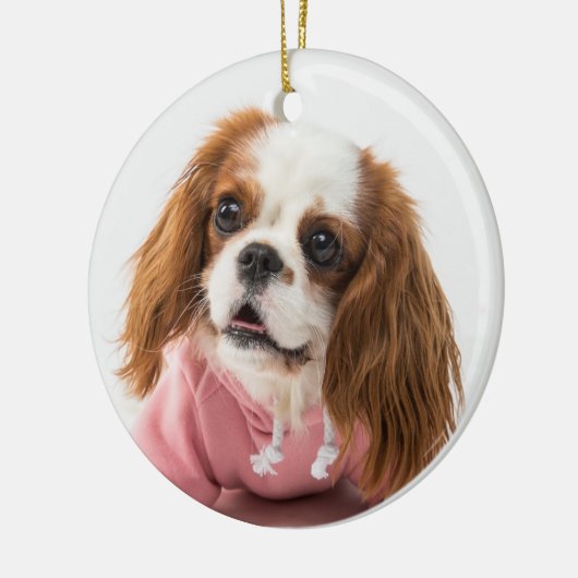 Cavalier King Charles Spaniel in roze jas Keramisch Ornament (Links)