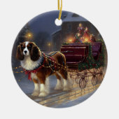 Cavalier King Charles Spaniel Kerstfeest Keramisch Ornament (Voorkant)