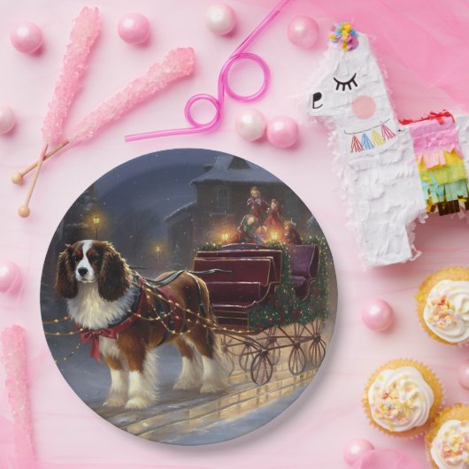 Cavalier King Charles Spaniel Kerstfeest Papieren Bordje (Feest)
