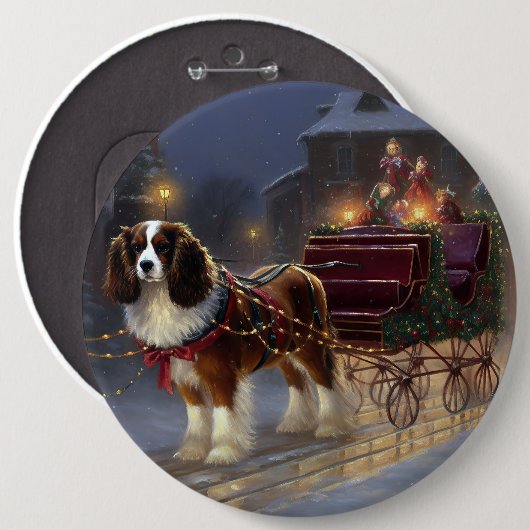 Cavalier King Charles Spaniel Kerstfeest Ronde Button 6,0 Cm (Voorkant /achterkant)