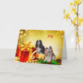 Cavalier King Charles Spaniel kerstkaart Kaart (Gele Bloem)