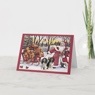 Cavalier King Charles Spaniel Kerstman en Kerstman Feestdagen Kaart