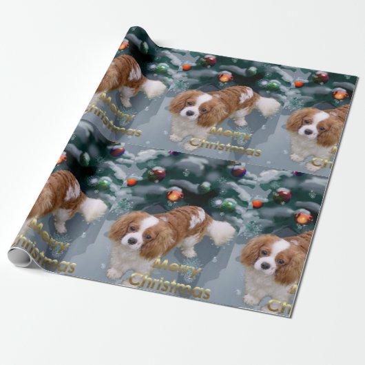 Cavalier King Charles Spaniel Kerstmis Cadeaupapier (Uitgerold)