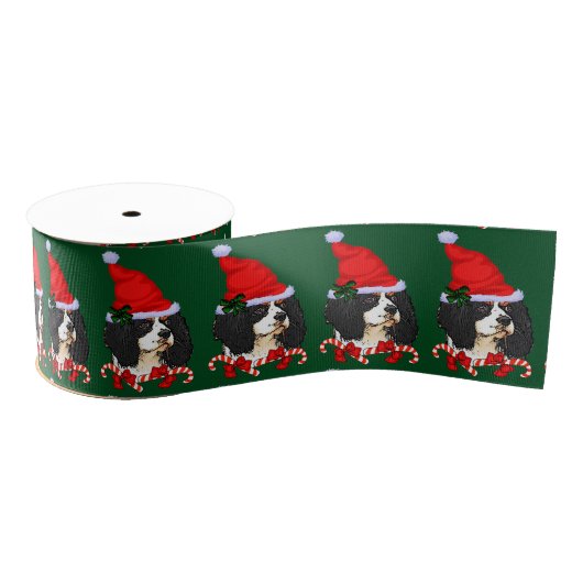 Cavalier King Charles Spaniel Kerstmis Grosgrain Lint (Spoel)