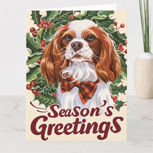 Cavalier King Charles Spaniel Kerstmis Kaart (Voorkant)