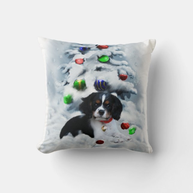 Cavalier King Charles Spaniel Kerstmis Kussen (Voorkant)
