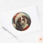 Cavalier King Charles Spaniel Kerstmis Ronde Sticker (Envelop)