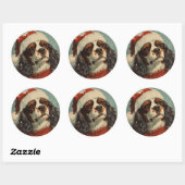 Cavalier King Charles Spaniel Kerstmis Ronde Sticker (Vel)