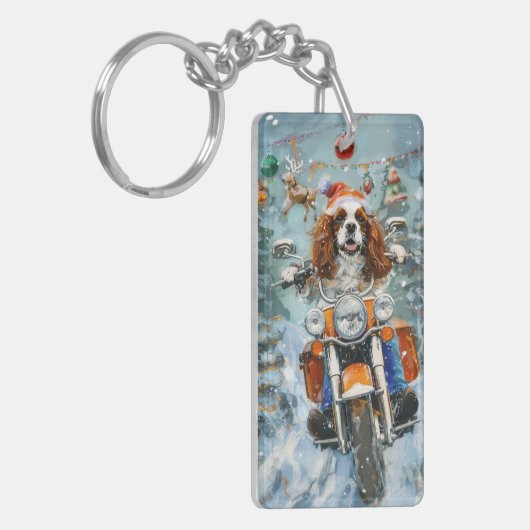 Cavalier King Charles Spaniel Kerstmis Sleutelhanger (Voorkant Links)