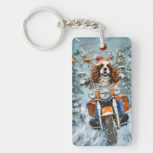 Cavalier King Charles Spaniel Kerstmis Sleutelhanger (Voorkant)
