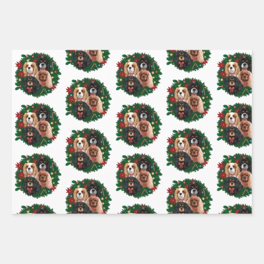 Cavalier King Charles Spaniel kerstpapier Inpakpapier Vel (Voorkant 3)