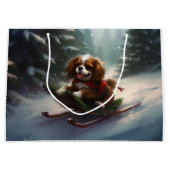 Cavalier King Charles Spaniel Kerstsneeuw Groot Cadeauzakje (Voorkant)