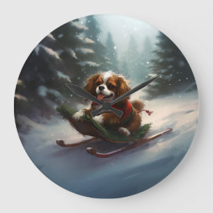 Cavalier King Charles Spaniel  Kerstsneeuw Grote Klok