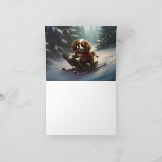 Cavalier King Charles Spaniel Kerstsneeuw Kaart (Binnen)