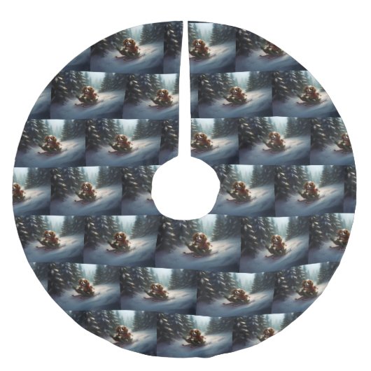 Cavalier King Charles Spaniel Kerstsneeuw Kerstboom Rok (Voorkant)