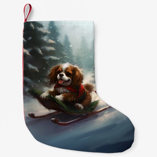 Cavalier King Charles Spaniel Kerstsneeuw Kleine Kerstsok (Voorkant)