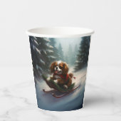 Cavalier King Charles Spaniel Kerstsneeuw Papieren Bekers (Voorkant)