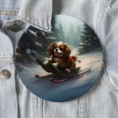 Cavalier King Charles Spaniel Kerstsneeuw Ronde Button 6,0 Cm (In situ)