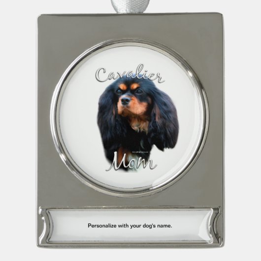 Cavalier King Charles Spaniel mam 2 Verzilverd Banner Ornament (Voorkant)