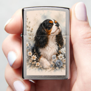 Cavalier King Charles Spaniel met Blauwe Bloemen