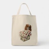 Cavalier King Charles Spaniel met bloemen Tote Bag (Achterkant)