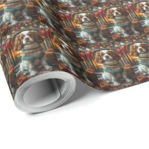 Cavalier King Charles Spaniel met kerstcadeaus Cadeaupapier