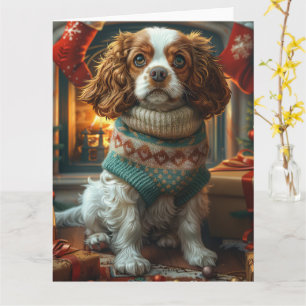Cavalier King Charles Spaniel Met Kerstcadeaus Kaart