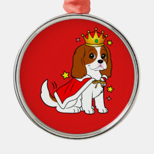 Cavalier King Charles Spaniel met Kroon en Robe Metalen Ornament
