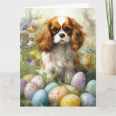 Cavalier King Charles Spaniel met paaseieren Kaart (Voorkant)
