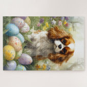 Cavalier King Charles Spaniel met paaseieren Legpuzzel (Horizontaal)