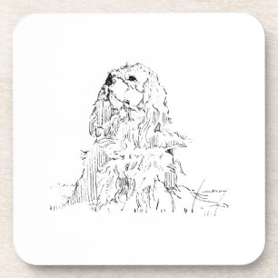 Cavalier King Charles Spaniel, Minimalistische Kun Bier Onderzetter