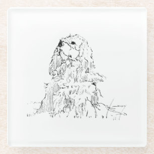 Cavalier King Charles Spaniel, Minimalistische Kun Glazen Onderzetter