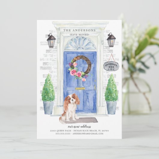 Cavalier King Charles Spaniel Moving Announement Kaart (Staand voorkant)