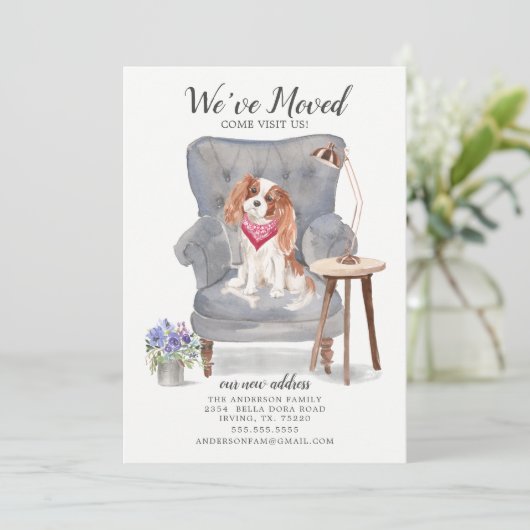 Cavalier King Charles Spaniel Moving Faire-part (Debout devant)