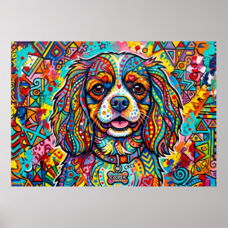 Cavalier King Charles Spaniel Neo-Pop Volkskunst P Poster