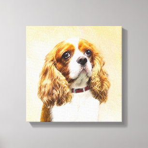 Cavalier King Charles Spaniel Original Painting Canvas Afdruk