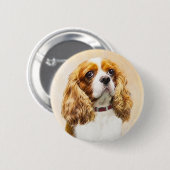 Cavalier King Charles Spaniel Original Painting Ronde Button 5,7 Cm (Voorkant /achterkant)