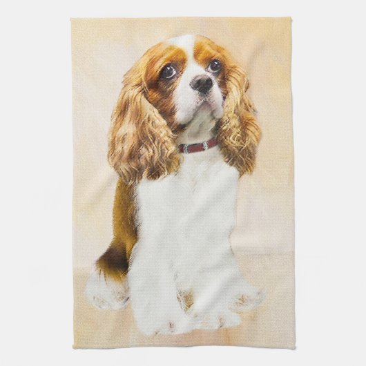 Cavalier King Charles Spaniel Original Painting Theedoek (Verticaal)