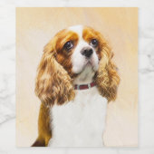 Cavalier King Charles Spaniel Original Painting Wijn Etiket (Enkel label)