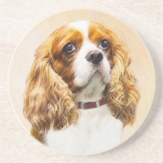 Cavalier King Charles Spaniel Original Painting Zandsteen Onderzetter (Voorkant)