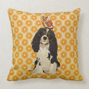 Cavalier King Charles Spaniel & Owl Pillow Kussen