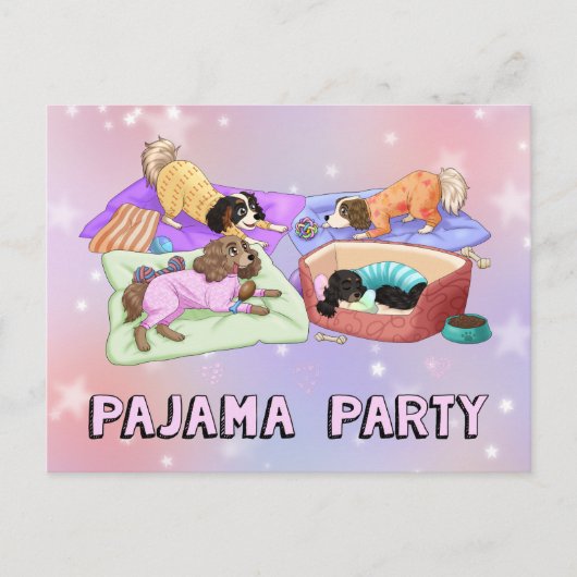 Cavalier King Charles Spaniel Pajama Party Kaarten (Voorkant)