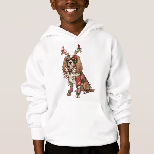 Cavalier King Charles Spaniel Patchwork Kerstmis (Voorkant)