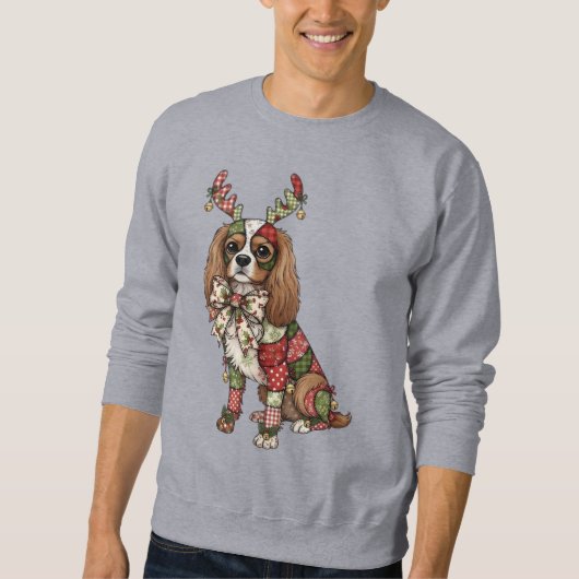 Cavalier King Charles Spaniel Patchwork Kerstmis Trui (Voorkant)
