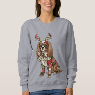 Cavalier King Charles Spaniel Patchwork Kerstmis Trui